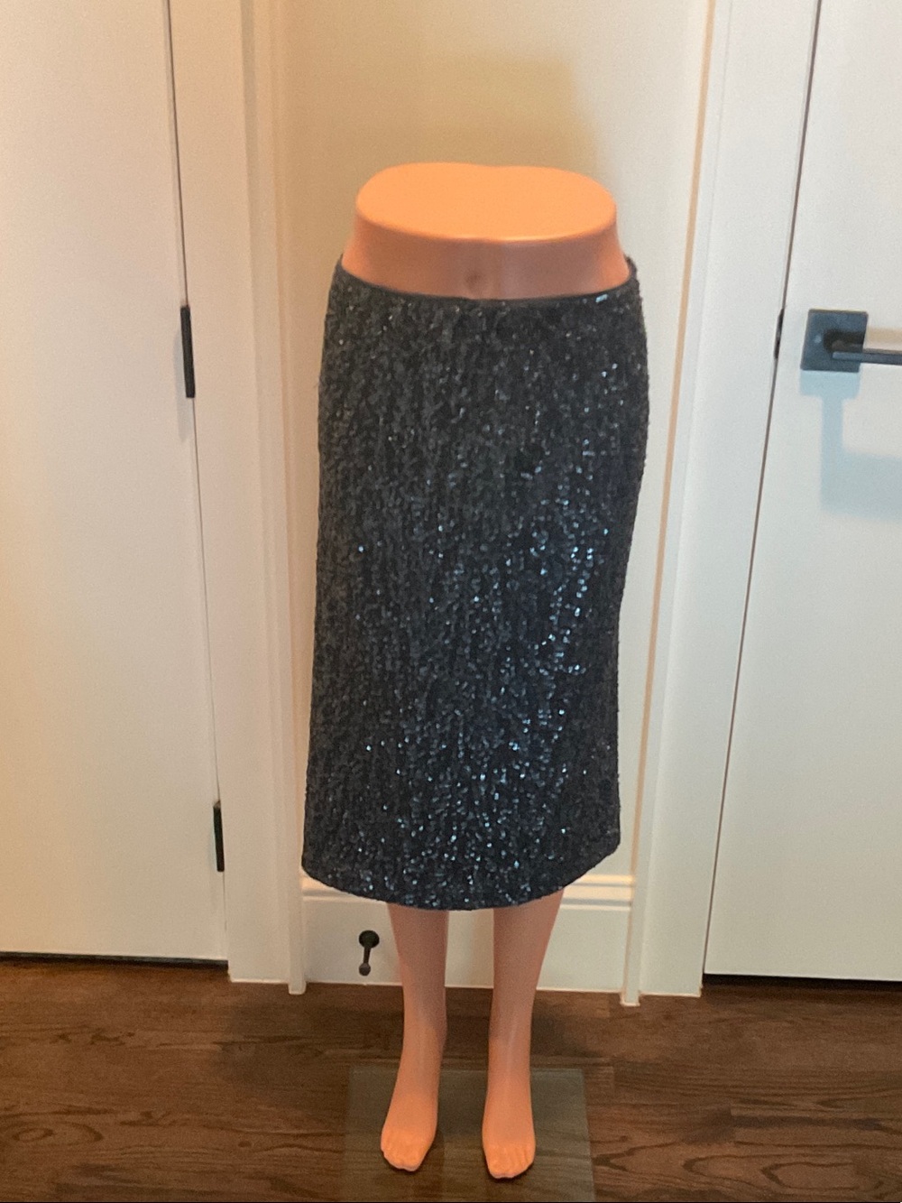 Lafayette 148 New York Black Sequin Midi Skirt